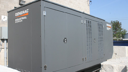 Generac Generator located at the back of the Rack & Data building