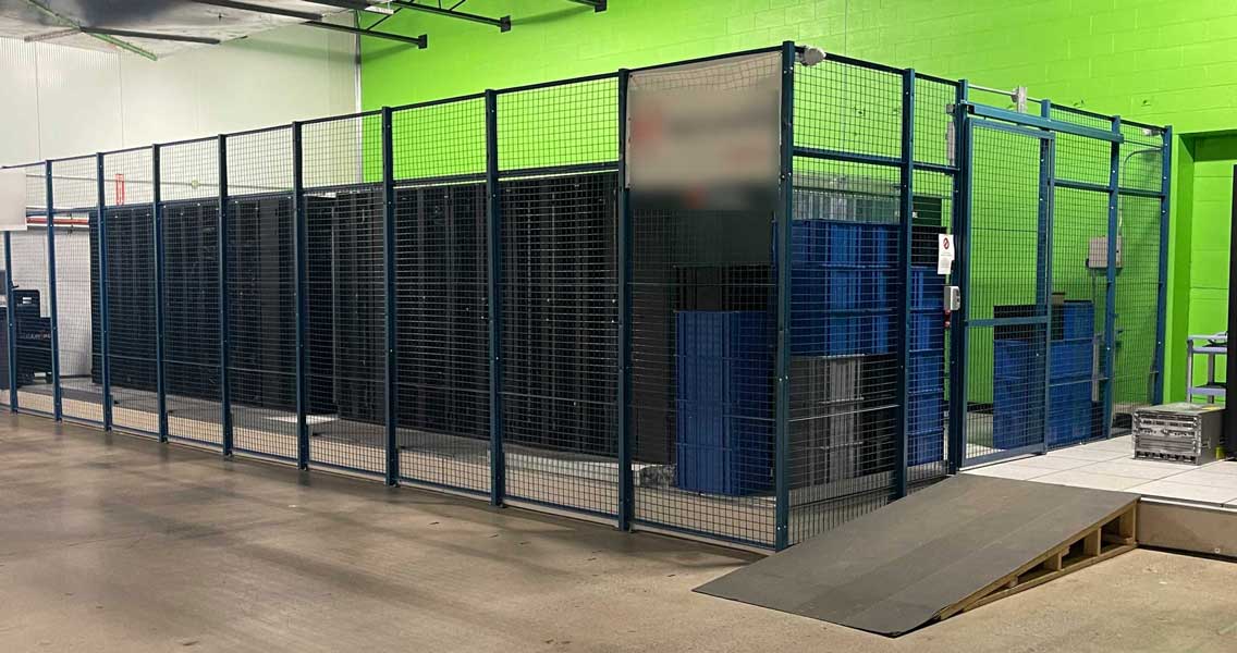 caged server cabinets
