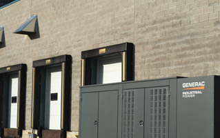 Backup power generator outside at the docking area.